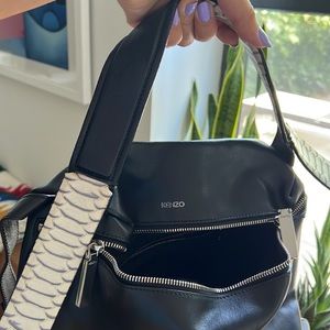 KENZO black leather snake skin bag!